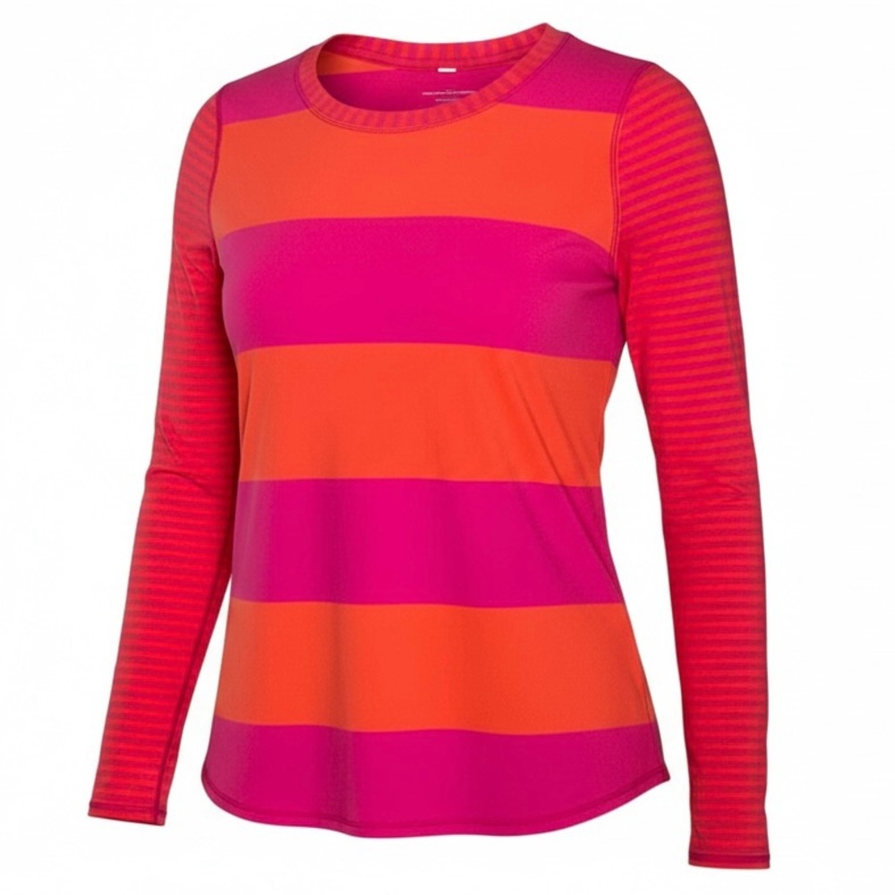 Lululemon SeaWheeze 2015 Tuck and Flow Long Sleeve Magenta Stripe Size 6